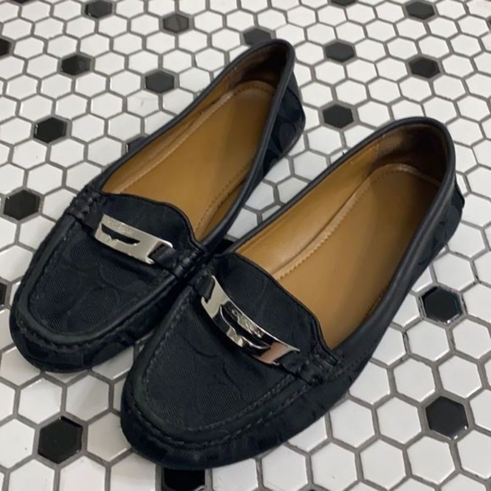 Coach Olympia loafers in black signature print
